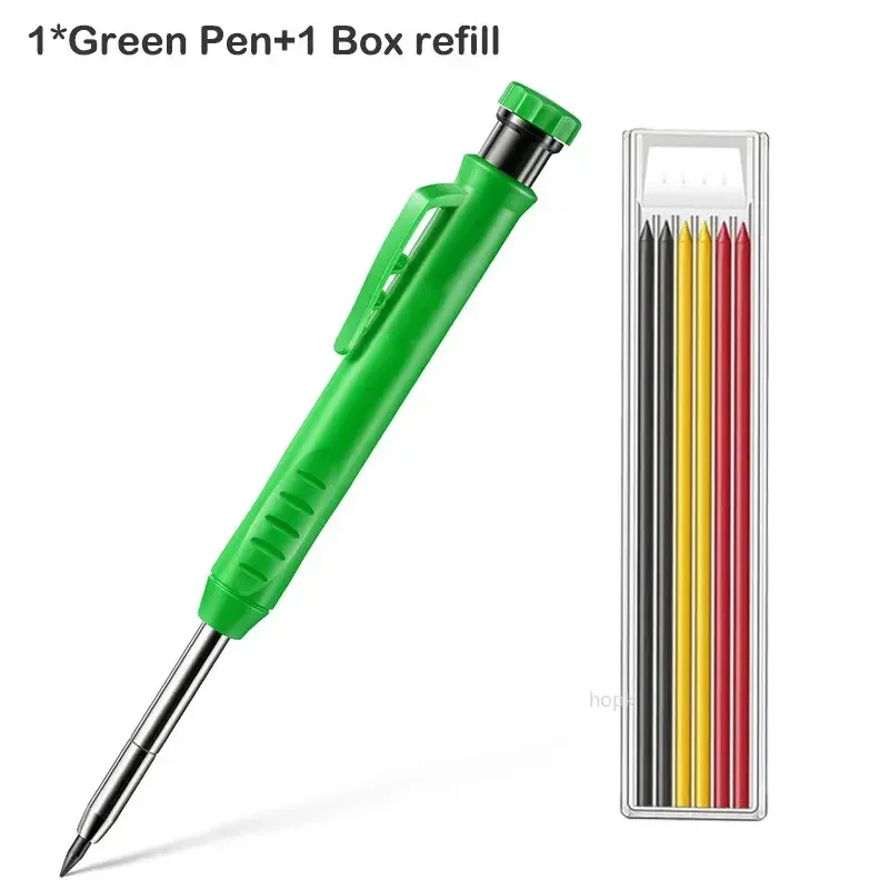Enhanced Carpenter Pencil with Built-in Sharpener for Precise Deep Hole Marking