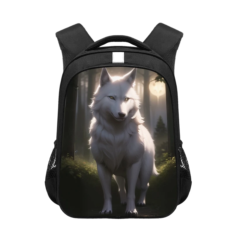 Colorful Tiger Print Backpacks Howling Wolf Under The Moonlight Rucksack Women Men Outdoor Daypack Teenager School Bags Gift