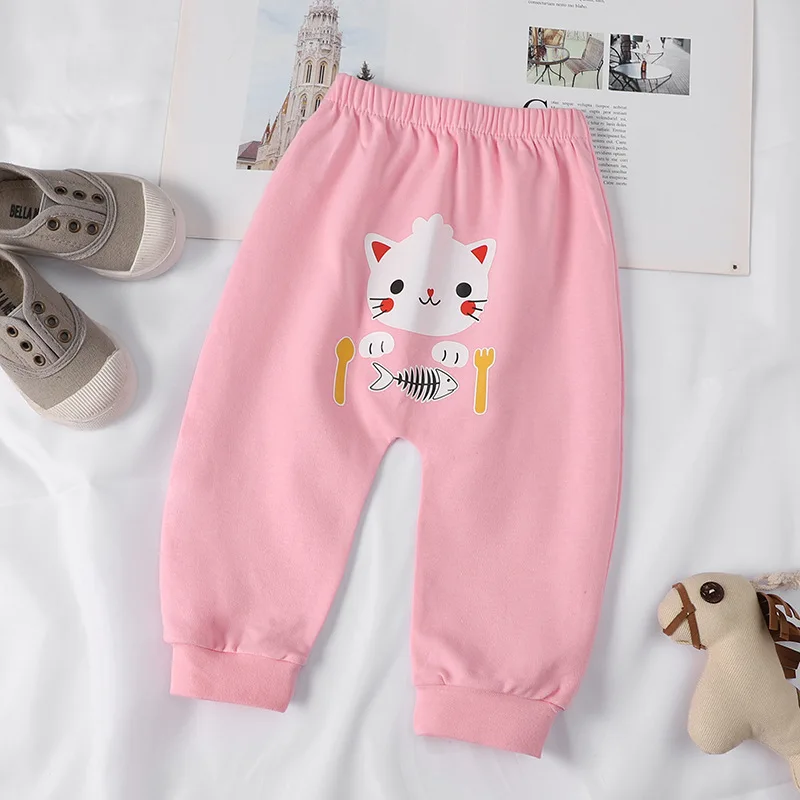 2025 Ins Spring Autumn Baby Boys Pants Elastic Cartoon Panda Print Striped Ruched Cotton Newborn Boys Pants Toddler Boys Pants 3
