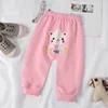 2025 Ins Spring Autumn Baby Boys Pants Elastic Cartoon Panda Print Striped Ruched Cotton Newborn Boys Pants Toddler Boys Pants 3