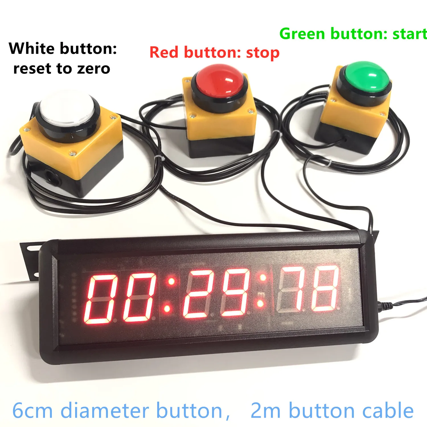 1.5 inch 29cm Button Led Countdown Clock Stopwatch,Line Button Reset，remote Control School Rush Answer Competition Game Timer 