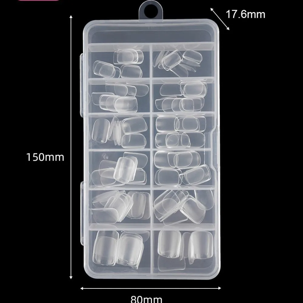 120/150PCS Short Square Nail Tips Half Matte Clear Fake Nails Extension Tips Pre-Shaped False Nails