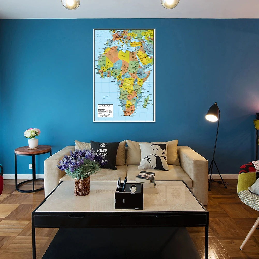 Africa Map English 2011 Version Poster and Prints Canvas Painting Living Room Decor Office School Supplies 100*150cm