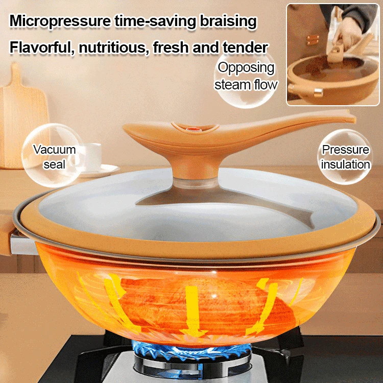 Multifunctional Transparent Glass Micropressure Clay Wok Flat Bottom Nonstick Titanium Health Pot