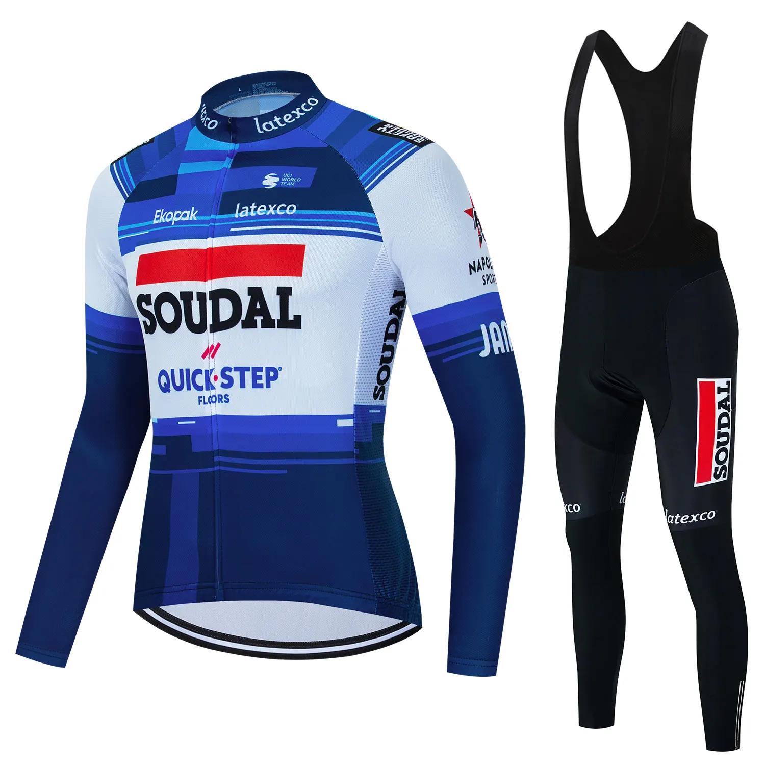 Quick Step 2023 Men Long Sleeve Racing Cycling Jersey Set Spring Autumn