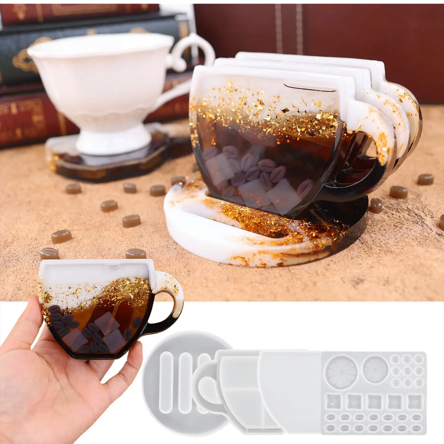 DIY Crystal Resin Mold Quicksand Coaster Round Coffee Coaster Cup Pad  Silicone Molds For Handmade Resin Making Mirror Epoxy Mold - AliExpress