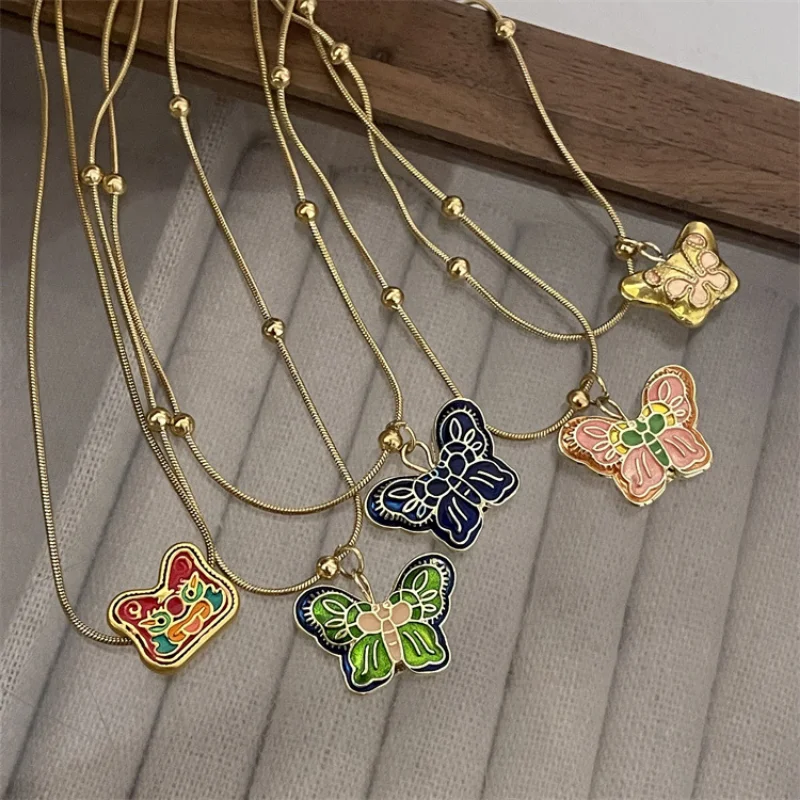 

Женское ожерелье с подвеской-бабочкой, в стиле ретро