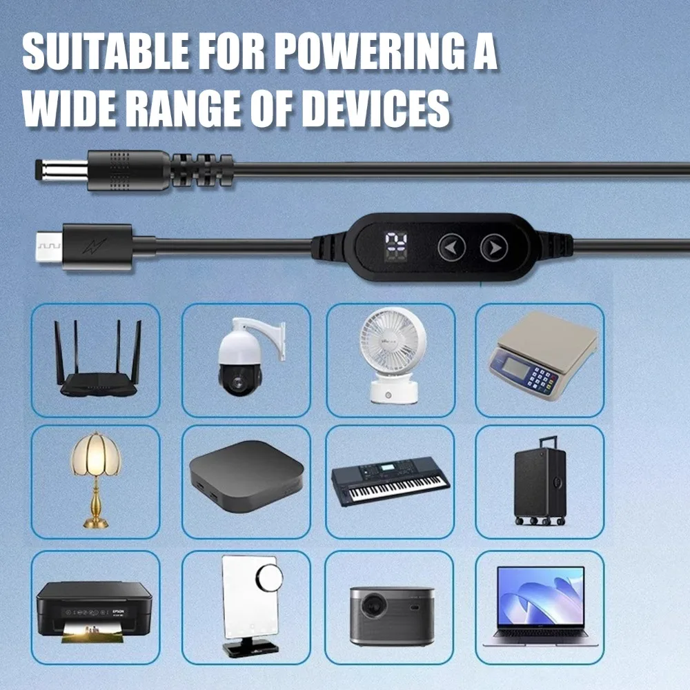 Type C To DC PD Adapter Cable with Adapter Adjustable 5V/9V/12V/15V/20V Boost Line Type-C to DC Cables for Wifi Router Laptops - 3