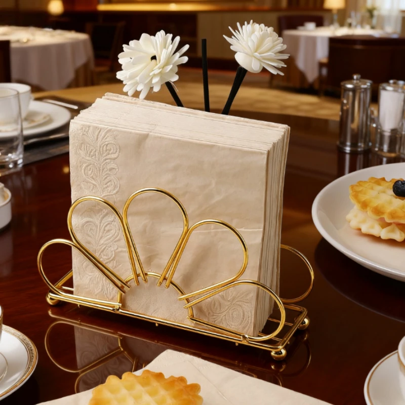 Iron Floral Napkin Holder for Hotel Cafe Tabletop Decor