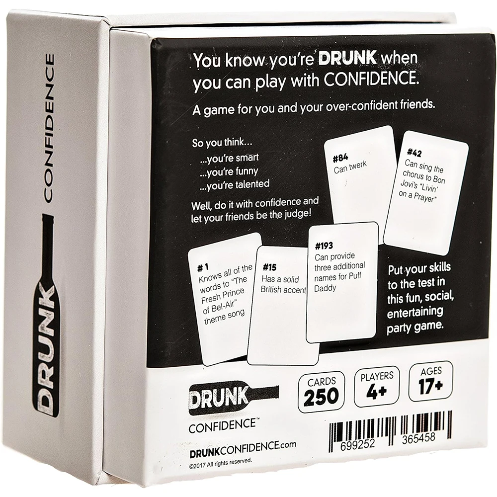 Drunk Confidence Card Game Party Game Adult Party Game for You and Your Overconfident Friends Drink Game 250 Cards 5