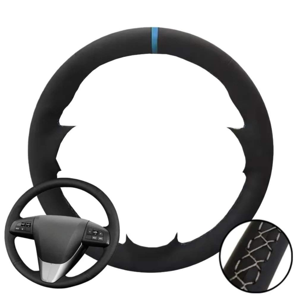 Luxury Black Suede Custom Car Steering Wheel Cover - Premium Auto Interior Accessory