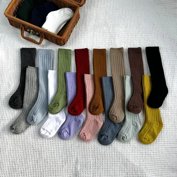 Solid Stripe Knee-High Baby Socks 1