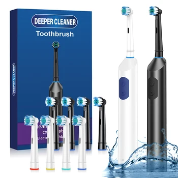 Smart Timer Rotating Electric Toothbrush, 5 Modes Teeth Cleaning Setting , Electric Teethbrush with 4 Teethbrush Round Heads 1