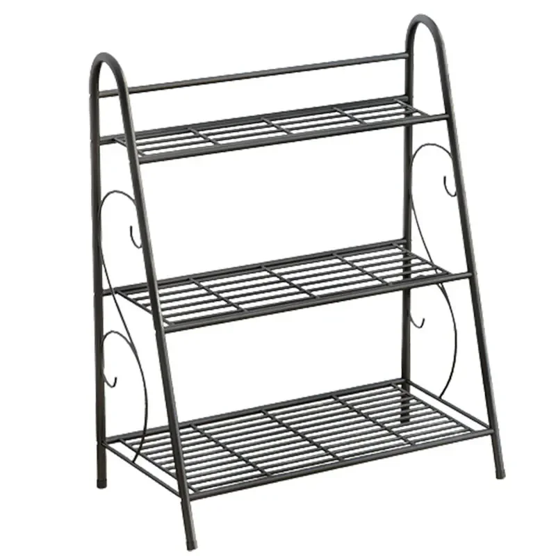 Three-layer Flower Shelf Iron Support for Plant Pots Floor Shoe Rack Sundries Display Holder Balcony and Garden Furniture