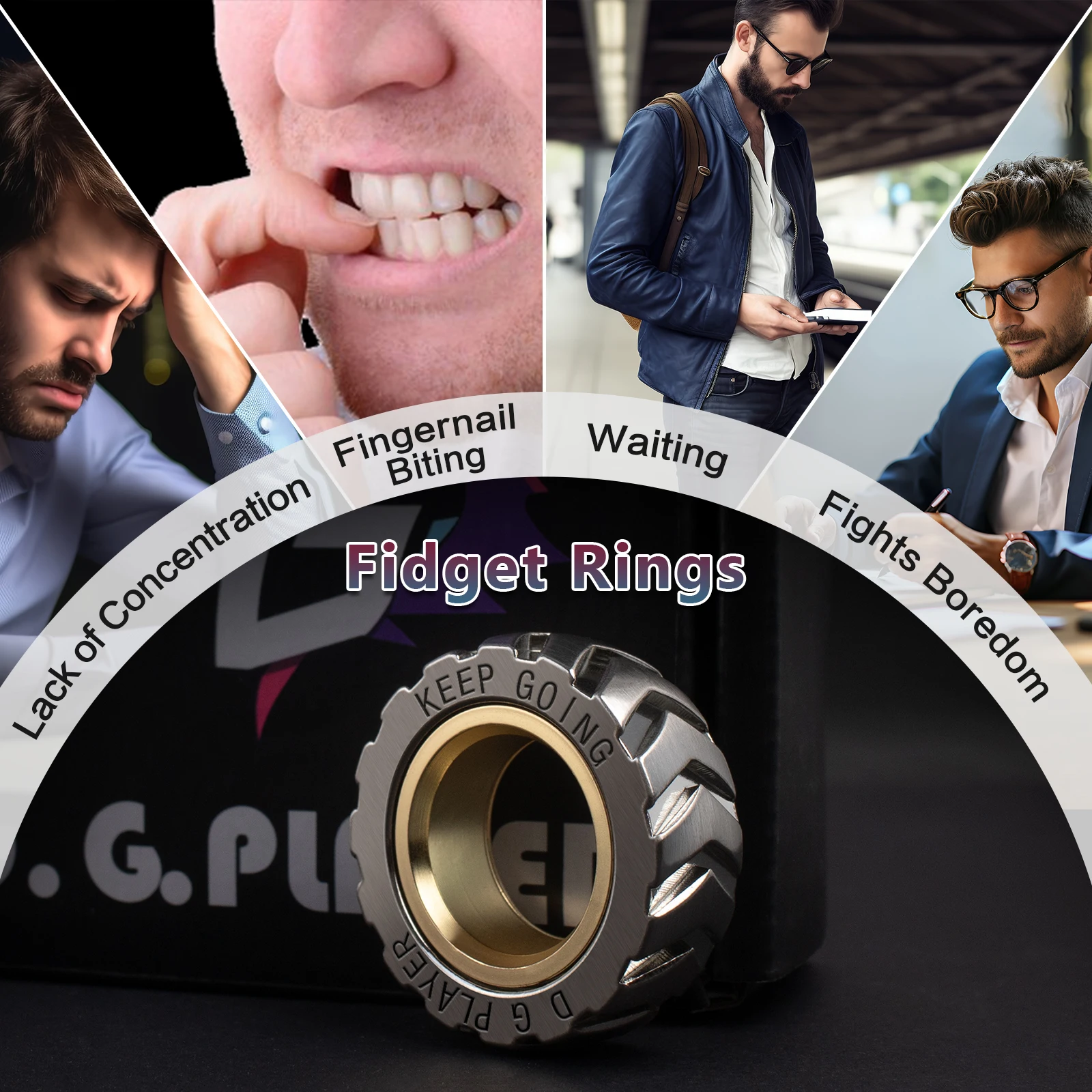 Metal Fidget Ring Fidget Toys Stress Relief Toy Magnetic slider Promotes Focus Clarity Portable Design Fidget Toy