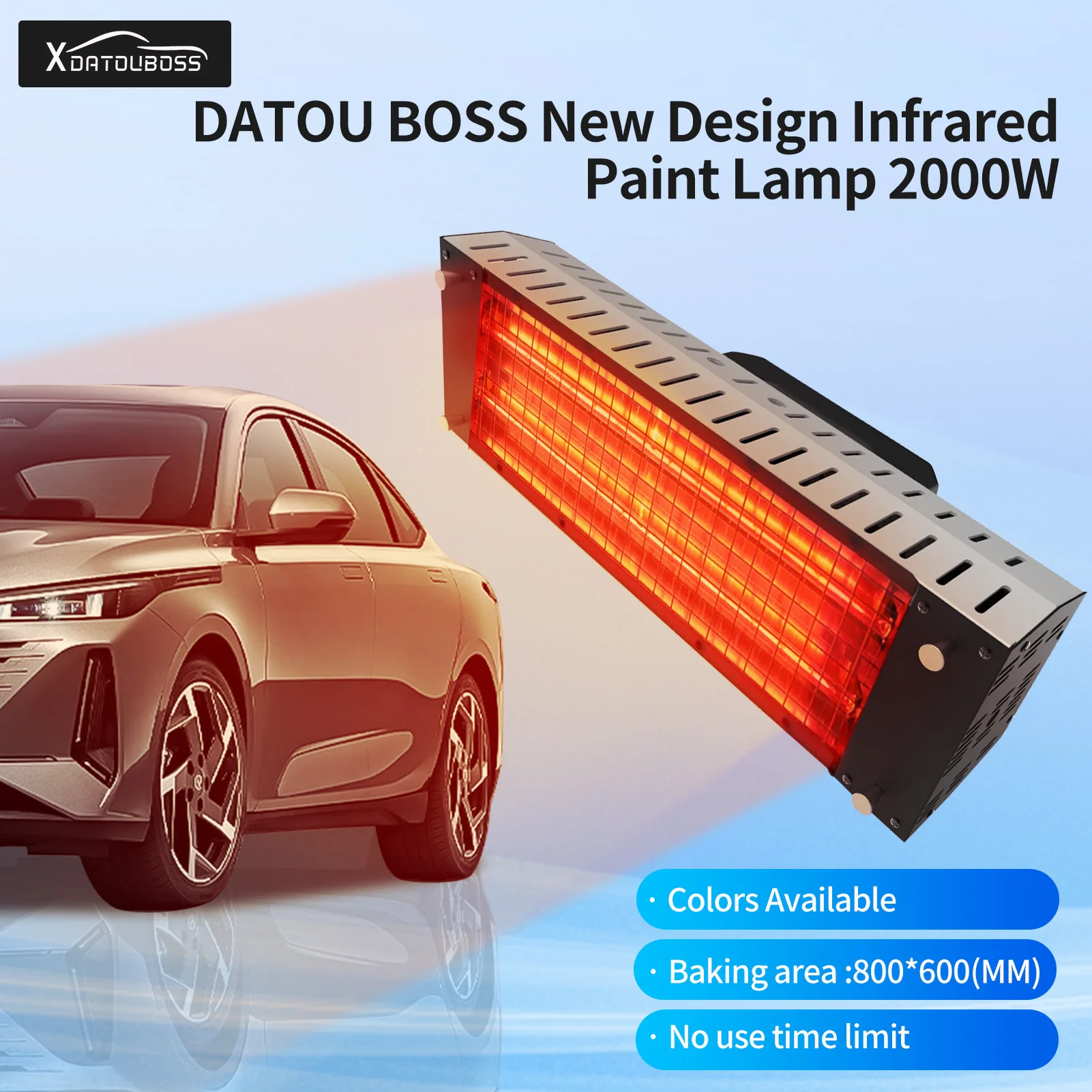 DATOU Handheld Infrared Paint Curing Lamp 2000W Shortwave Infrared Heating Light Paint Baking Dryer for Car Body Repair Tool