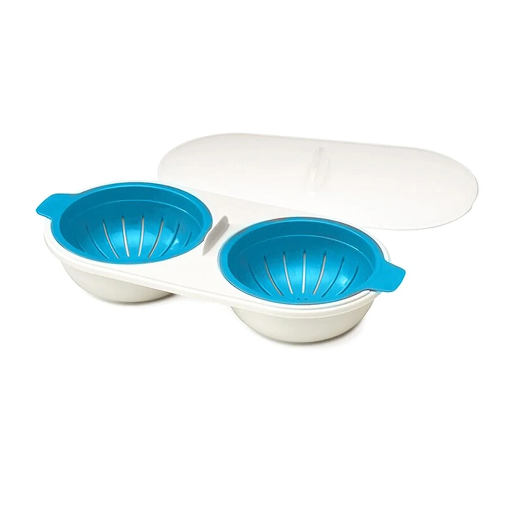 Microwave Safe Double Cup Egg Poacher - Food Grade Cookware for Perfectly Steamed Eggs