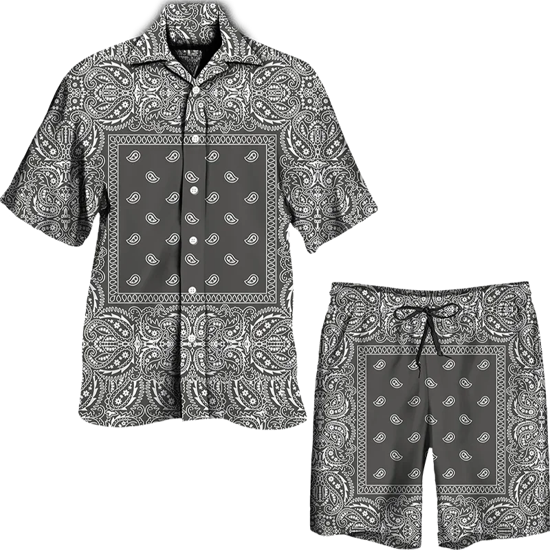 Paisley Print Men Suit 3D print Shirt Beach Shorts Oversized luxury 2Pcs set Vacation Vintage Streetwear Fashion Man Suits 6