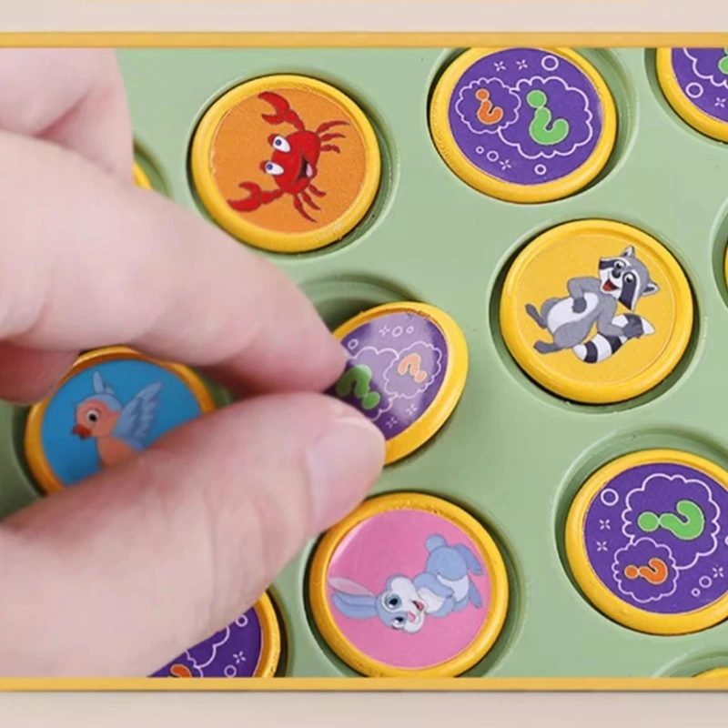 242F Animal Fruit Flipping Chess Board Game Cognitive Learning Memory Matching Chess to Wins Memory Game for 2-4 Player