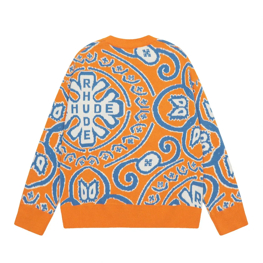 

2023fw Letter Embroidery Vintage Graffiti Print Casual Versatile Knitted Sweater Y2k Streetwear Wen and Women Clothing Clothes