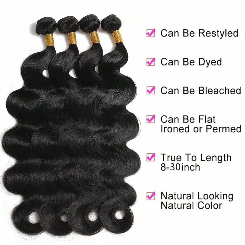 Body Wave Brazilian Human Hair Bundles Unprocessed Virgin Hair Weave 26 28 30 32 Inches 4Bundles Body wave Human Hair Extensions 3