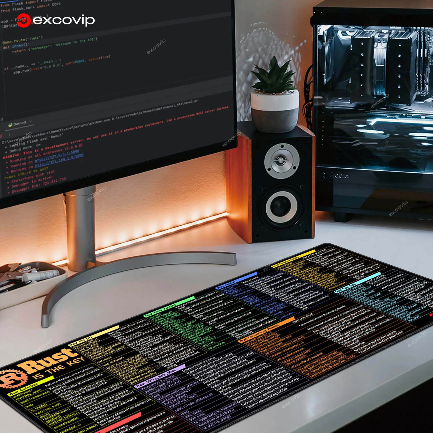 EXCO Rust Programming Mauspad, großes Spickzettel, Verknüpfungen, Tastatur-Mauspad, Schreibtischunterlage für die Entwicklung von Betriebssystemn, Webspielen – Detail 9