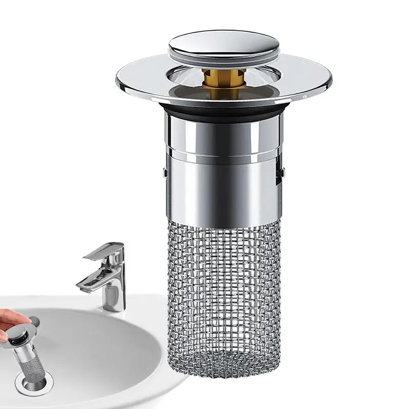 Bathroom Sink Plug Stopper Washbasin Drain Strainer Cover Waste Pipe Drainer With Basket Overflow For Kitchen Bath Accessories bathroom lavatory polished chrome basin sink drain pop up grate waste drainer waterlet drains with overflow hole zsd019