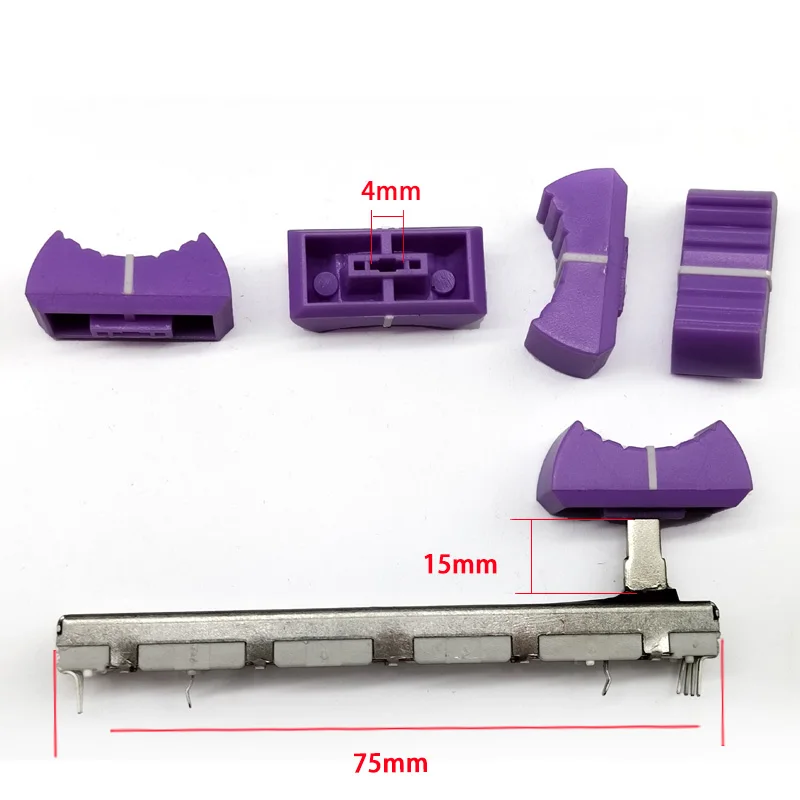 2 Pezzi Yamaha Mg124Cx Mixer Push Pin Doppio Potenziometro A20K, Lunghezza Maniglia 15Mm, 6 Pin 75Mm Cappello Viola