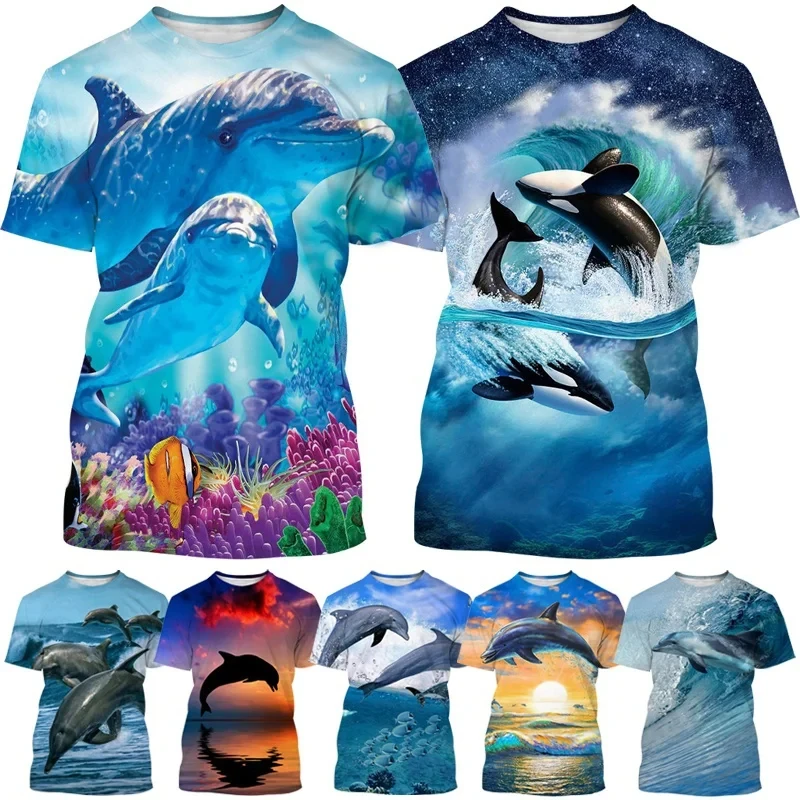 

Mammal Dolphin Graphic T-shirt Marine Animal 3D Printed T Shirt For Men Casual Harajuku Fashion Tees Oversized Mens Clothing
