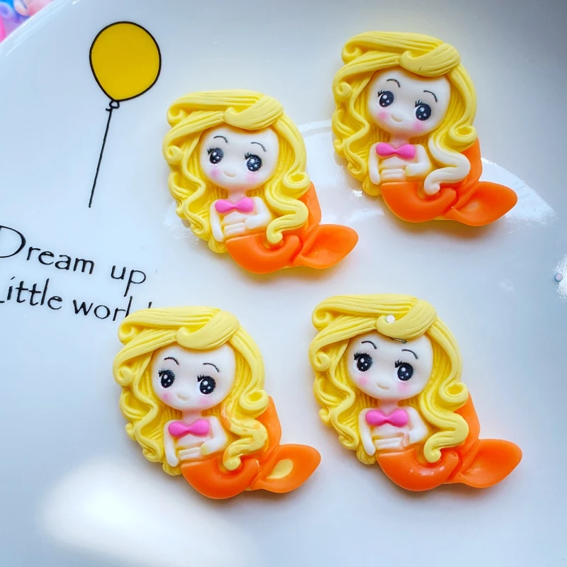 10Pcs The Mermaid Princess Flat Back Resin Cabochons Scrapbooking DIY Jewelry Craft Decoration Accessorie ornament crafts resin ornaments miniature ornament resin crafts