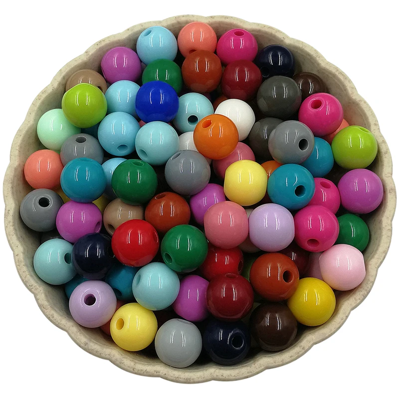Set of 20 Colorful 10mm Acrylic Beads