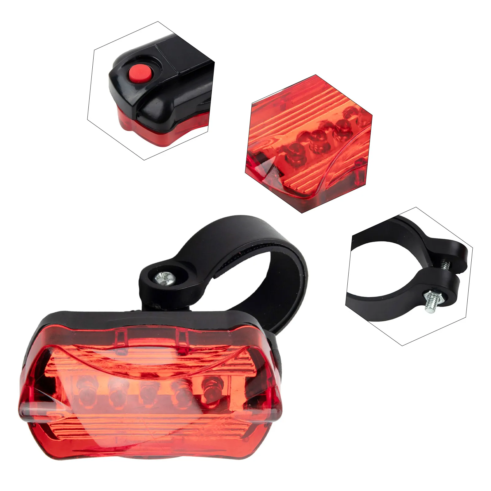

Bicycle Tail Light 5 LED Lamp Beads Black Cycling Accessories For MTB Road ​Bike High Quality MTB Replacement Part