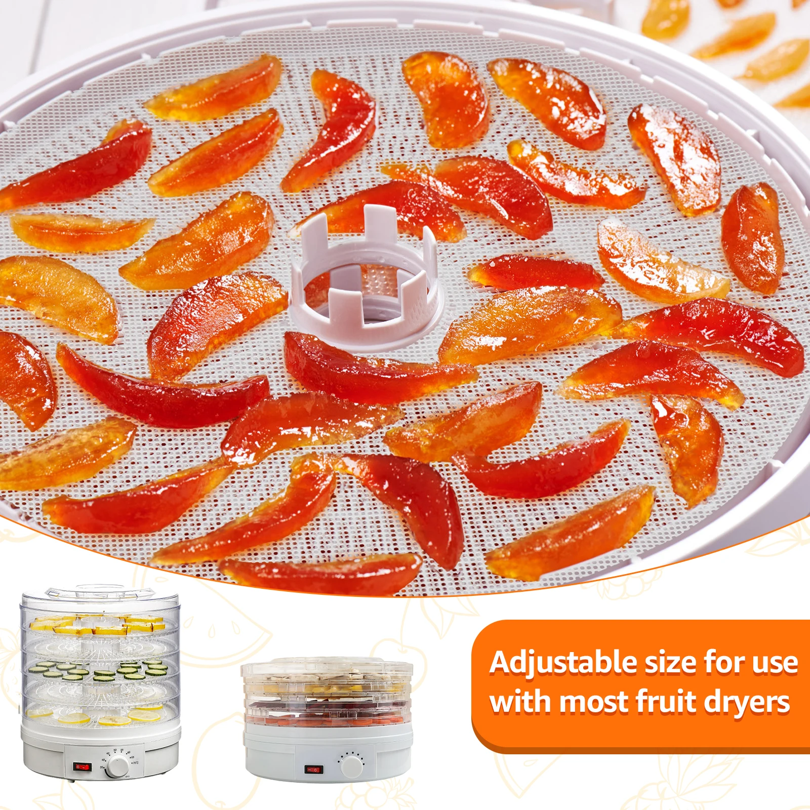 16Pcs Silicone Dehydrator Sheets Non Stick Food Fruit Dehydrator Mats Reusable Steamer Mesh Mat for Fruit Dryer Tray Liner