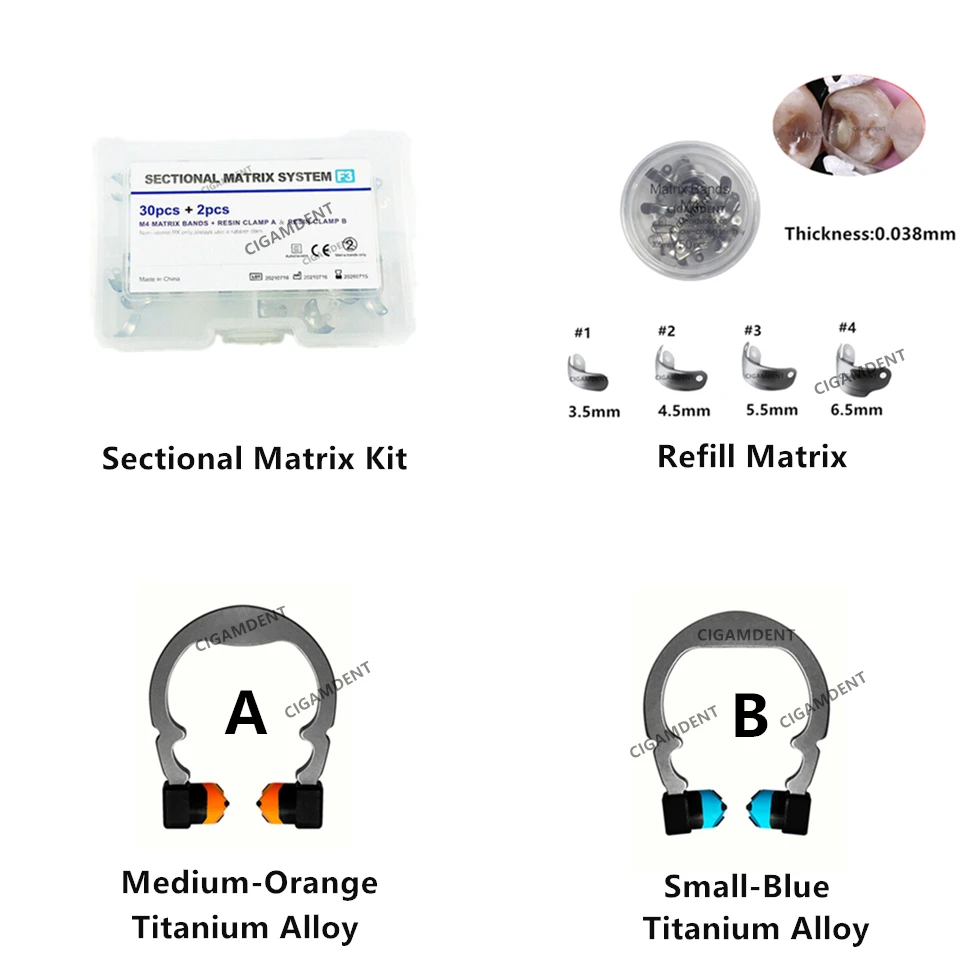 

Dental Sectional Matrix System Dental Sectional Matrix Band Resin Clamping/Seperating Ring Dentist Tools