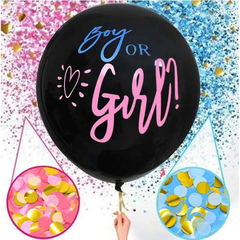 Decorazione Per Feste Palloncino Ragazzo O Ragazza Gender Reveal Palloncino In Lattice Nero Palloncini Di Coriandoli Compleanno Gender Reveal Celebrat
