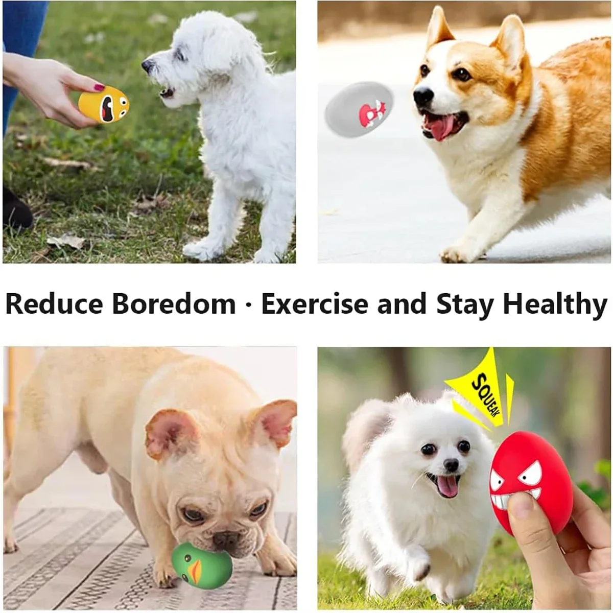 SCGK Bouncy Egg Dog Toys Funny Ball Squeaky Latex Bouncy Egg with Squeaker for Puppy Small Pet Dogs Soft Rubber Sound 6