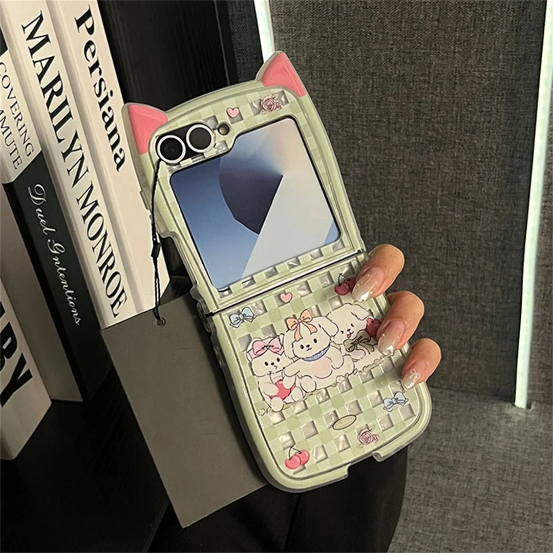 Korean Cute Cat Ear Edge Painting Shockproof Kitty Case