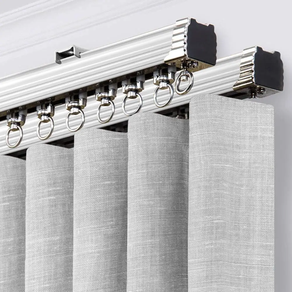 إكسسوارات ستائر ثقيلة من سبائك الألومنيوم ، مسارات سكك حديدية ، مثبتة على الجدار أو السقف ، حجم مخصص - AliExpress