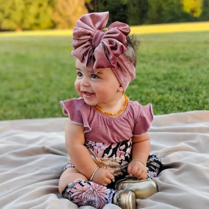 Nieuwe fluwelen strik baby hoofdband voor kind grote strik hoofddeksels elastische  haarband meisje headwrap zachte tulband pasgeboren haaraccessoires _ -  AliExpress Mobile