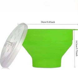 Collapsible Silicone Popcorn Popper with Lid - Dishwasher Safe Home Movie Night Essential (L - Green)
