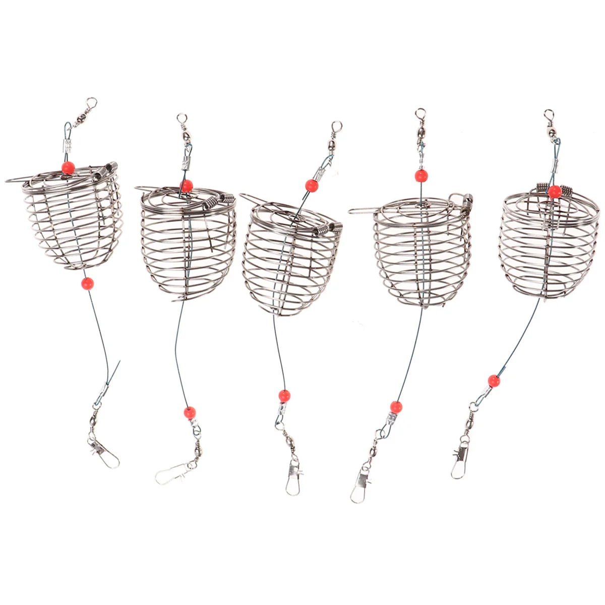 

5 PCS Stainless Steel Fishing Bait Cage Lure Cage Bait Fishing Trap Basket Feeder Holder Fishing Tackle - Size S