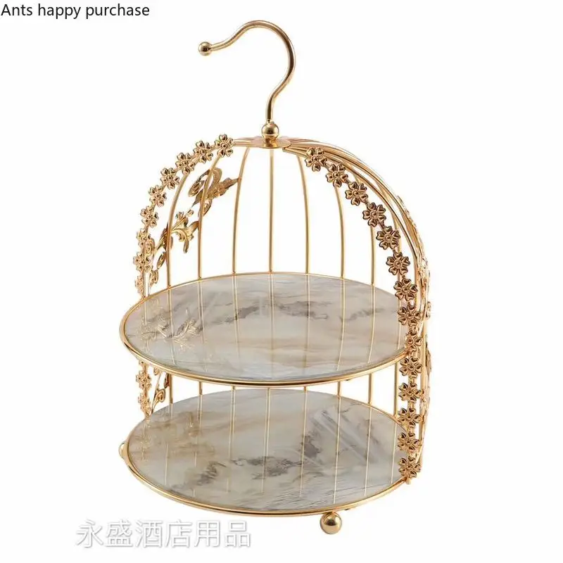 

Dessert Table Decoration Tea Break Cake Tray Display Stand Wrought Iron Bird Cage Afternoon Tea Snack Stand Cake Stand Home Tool