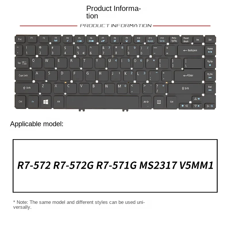 

Заменить чехол на клавиатуру ноутбука Acer R7-572 R7-572G MS2317 V5MM1