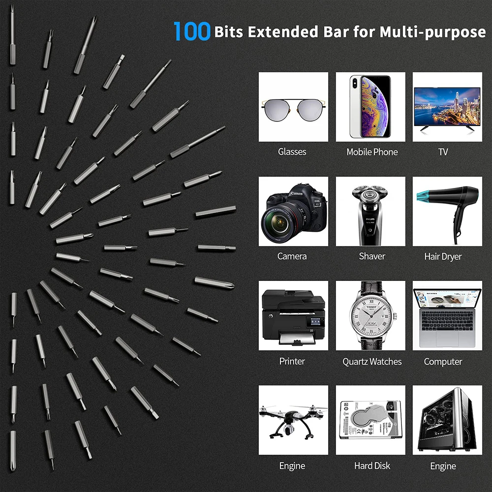 120 in 1 Precision Electric Screwdriver Set Mini Rechargeable Kit Cordless Wireless Bits for Xiaomi Cell Phone Mobile Laptop PC 4