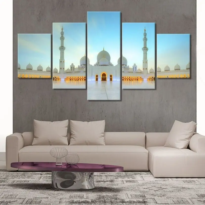 5 Pieces Abstract Islamic Temple Modular Wall Art Canvas Painting ...
