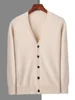 Spring Autumn Men V-neck Cardigan 100% Mink Cashmere Sweater Smart Casual Solid Comfort Cashmere Knitwear Korean Popular Clothes 1