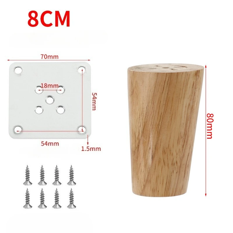 Set of 4 Natural Solid Wood Furniture Legs - Stylish Replacement for Tables, Cabinets, Sofas, and Beds