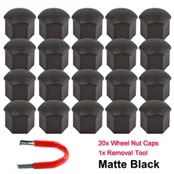 Car Wheel Nut Caps Protector - Rustproof Hub Covers, Gloss/Matte Black Finish (Matte Black)