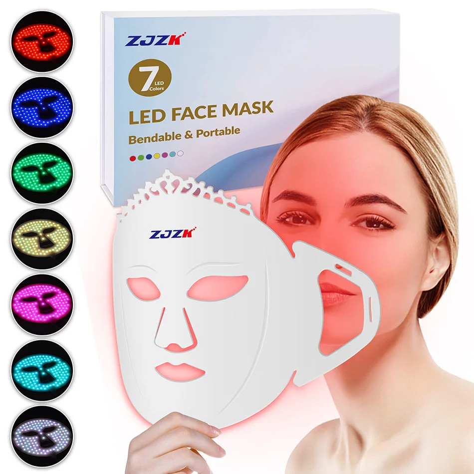 

360 LED Chips 7 Colors Red Led Face Light Therapy Mask for Wrinkle Removal Shrinking Pores Improving Skin Elasticity Skin Repair