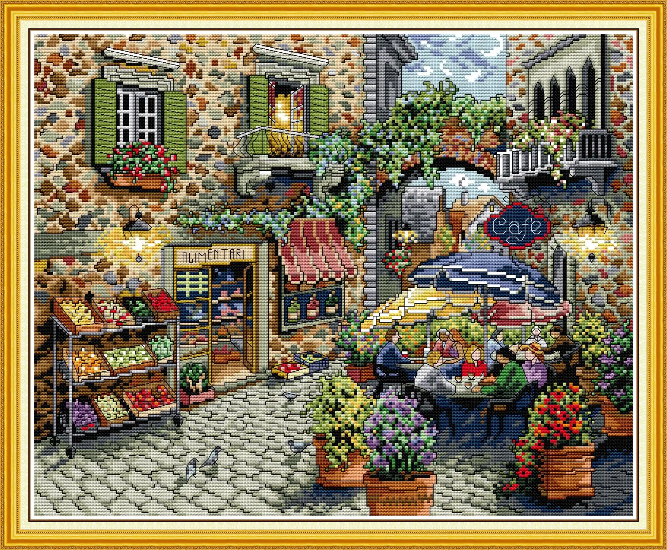 Joy Sunday Preprinted Cross Stitch Kit DIY Easy Pattern Aida 14/11CT Stamped Fabric Embroidery
